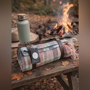 Faribault Wool Blanket + Leather Carry Strap | Picnic Throw Set